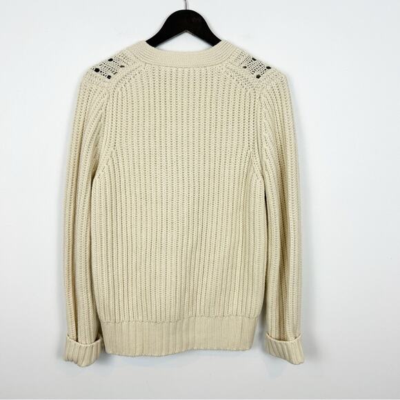 English Factory Chunky Knit Cardigan Sweater with Floral Buttons Size Large - Picture 5 of 5